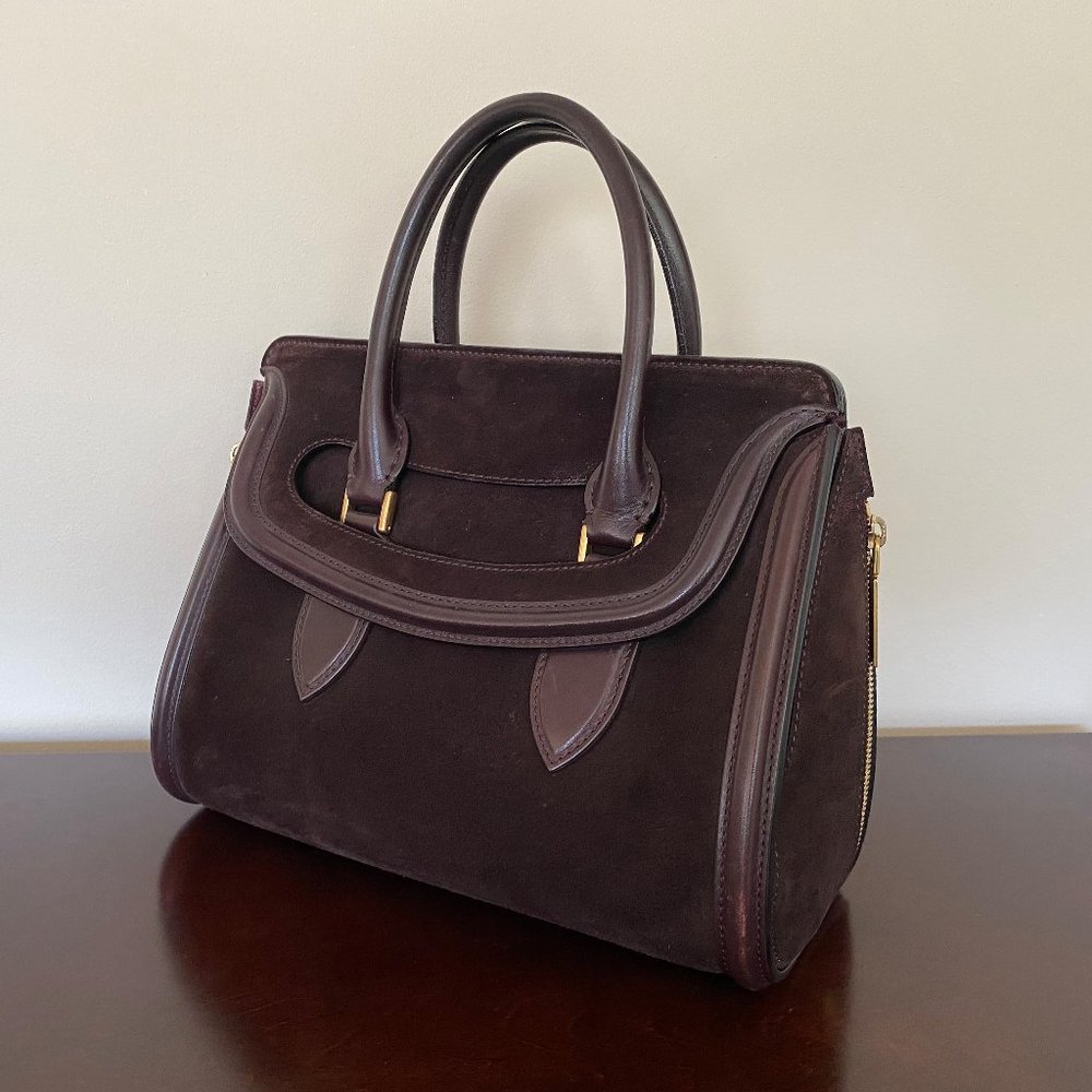 Alexander McQueen Leather Heroine Medium Satchel HandBag, Burgundy